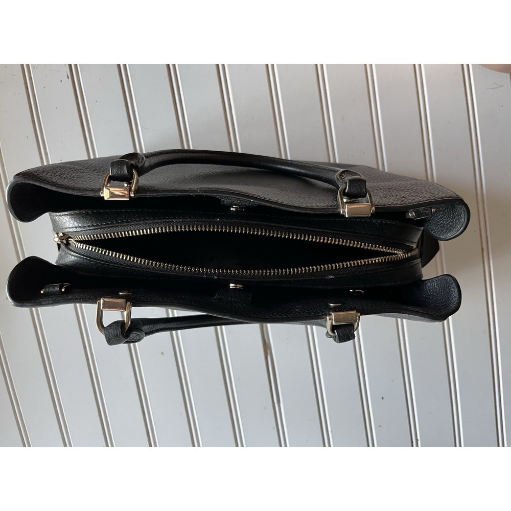 Kate Spade New York Black Pebbled Leather Satchel Tote Bag Gold Hardware - Picture 3 of 9